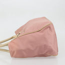 BURBERRY Nova Check Blue Label Hand Bag Nylon Pink Silver Auth bs34398-4