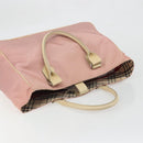 BURBERRY Nova Check Blue Label Hand Bag Nylon Pink Silver Auth bs34398-6