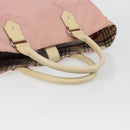 BURBERRY Nova Check Blue Label Hand Bag Nylon Pink Silver Auth bs34398-7
