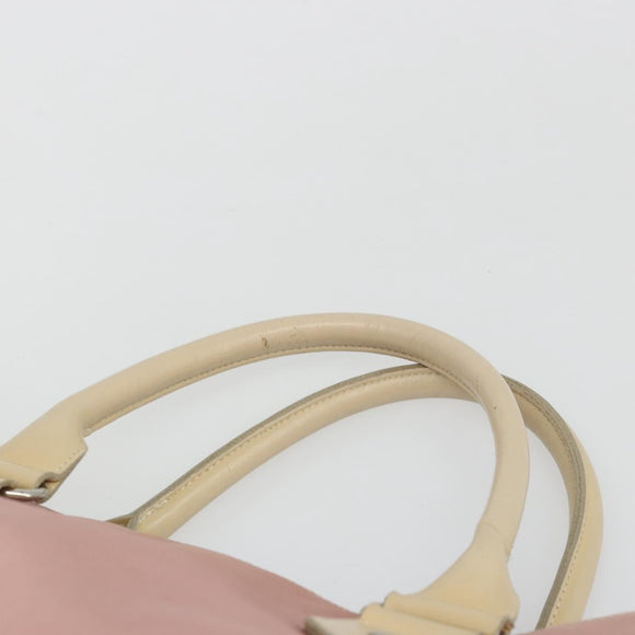 BURBERRY Nova Check Blue Label Hand Bag Nylon Pink Silver Auth bs34398