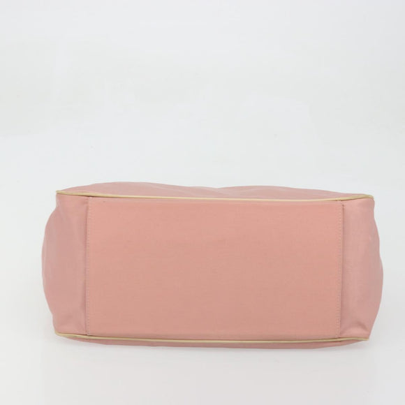 BURBERRY Nova Check Blue Label Hand Bag Nylon Pink Silver Auth bs34398