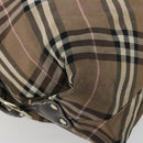 BURBERRY Nova Check Blue Label Hand Bag Canvas Brown Silver Auth bs34399-14