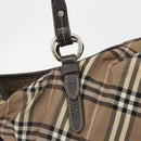 BURBERRY Nova Check Blue Label Hand Bag Canvas Brown Silver Auth bs34399-10