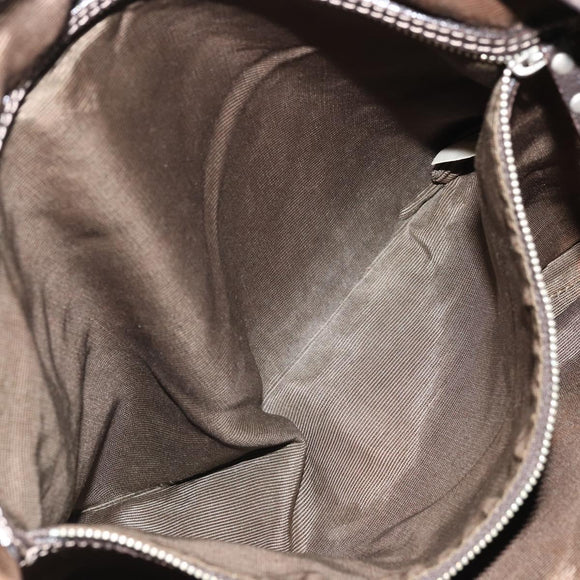 BURBERRY Nova Check Blue Label Hand Bag Canvas Brown Silver Auth bs34399