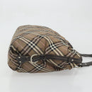 BURBERRY Nova Check Blue Label Hand Bag Canvas Brown Silver Auth bs34399-3