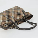 BURBERRY Nova Check Blue Label Hand Bag Canvas Brown Silver Auth bs34399-6