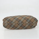 BURBERRY Nova Check Blue Label Hand Bag Canvas Brown Silver Auth bs34399-5
