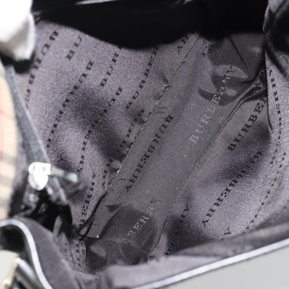 BURBERRY Shoulder Bag Nylon Black Silver Auth bs34401