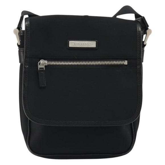 BURBERRY Shoulder Bag Nylon Black Silver Auth bs34401