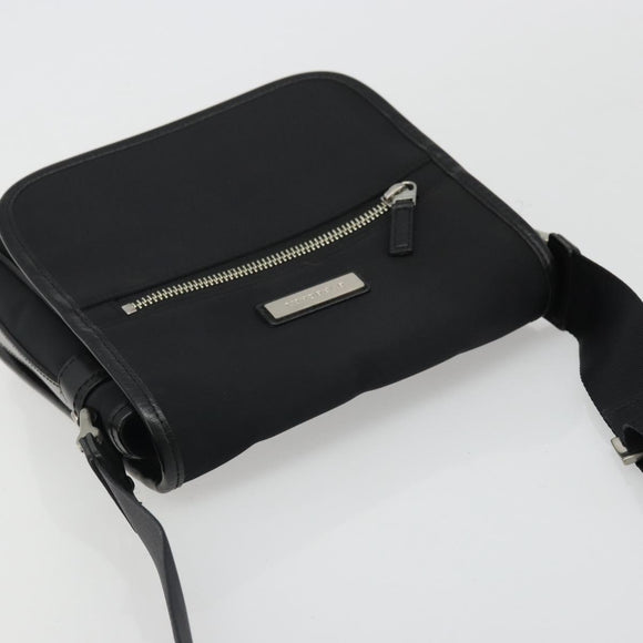 BURBERRY Shoulder Bag Nylon Black Silver Auth bs34401