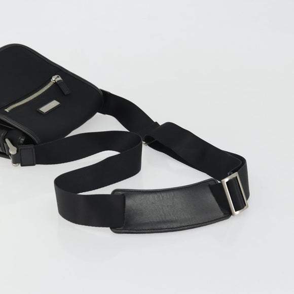 BURBERRY Shoulder Bag Nylon Black Silver Auth bs34401