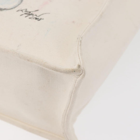 CHANEL Tote Bag Canvas Beige Silver CC Auth bs34402A