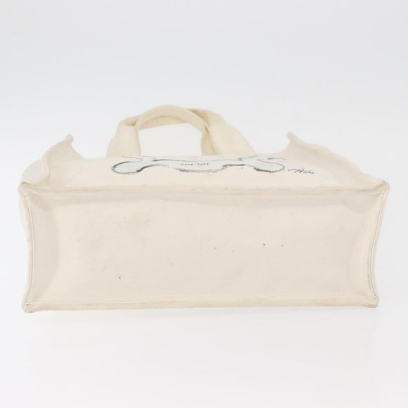 CHANEL Tote Bag Canvas Beige Silver CC Auth bs34402A