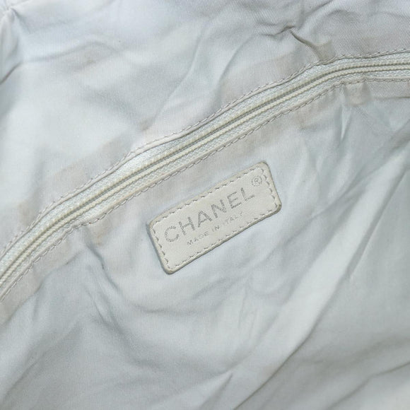 CHANEL Paris Biarritz GM Tote Bag Coated Canvas Gray Silver CC Auth bs34403