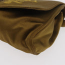 PRADA Shoulder Bag Satin Khaki Gold Auth bs34407-16