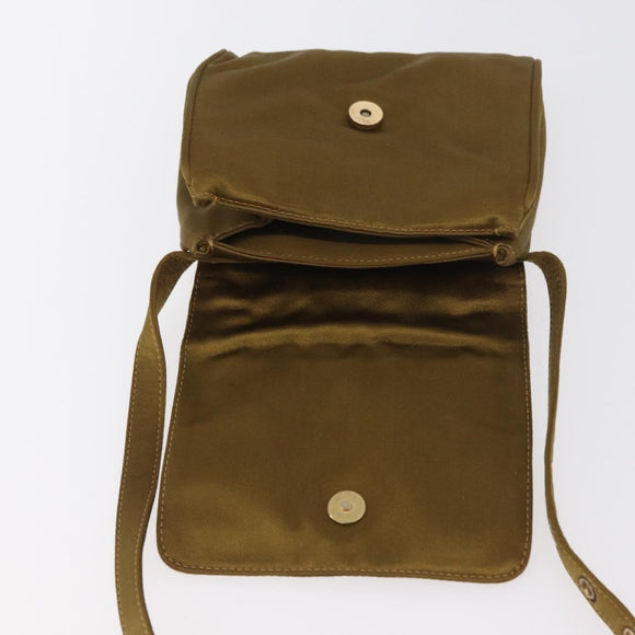 PRADA Shoulder Bag Satin Khaki Gold Auth bs34407
