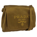 PRADA Shoulder Bag Satin Khaki Gold Auth bs34407-1
