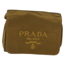 PRADA Shoulder Bag Satin Khaki Gold Auth bs34407-13