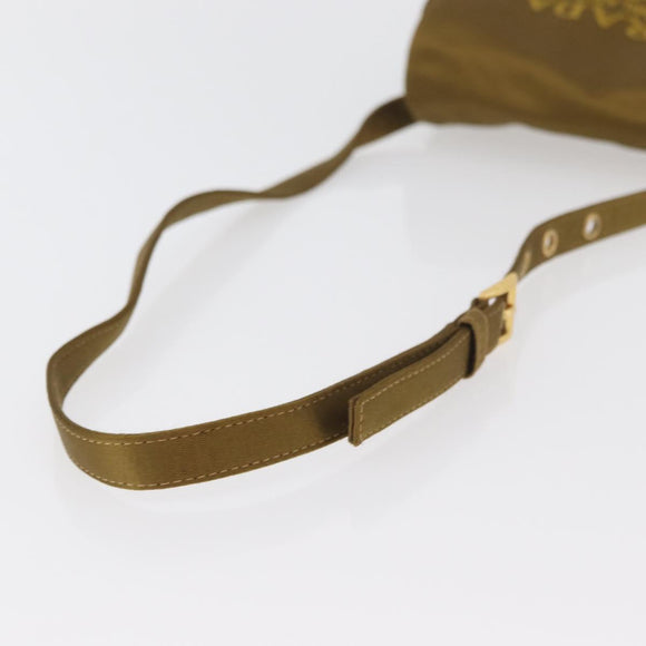 PRADA Shoulder Bag Satin Khaki Gold Auth bs34407