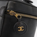 CHANEL Bicolore Vanity Hand Bag Leather Black Gold CC Auth bs34409-17