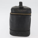 CHANEL Bicolore Vanity Hand Bag Leather Black Gold CC Auth bs34409-3