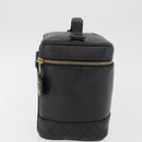 CHANEL Bicolore Vanity Handtasche Leder Schwarz Gold CC Auth bs34409-4