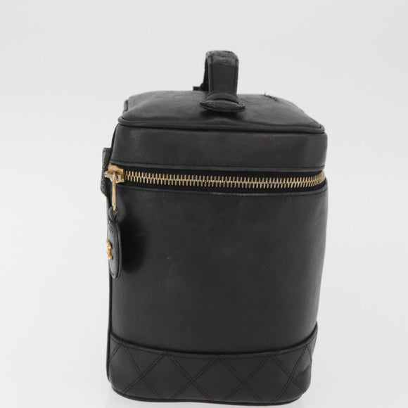 CHANEL Bicolore Vanity Handtasche Leder Schwarz Gold CC Auth bs34409