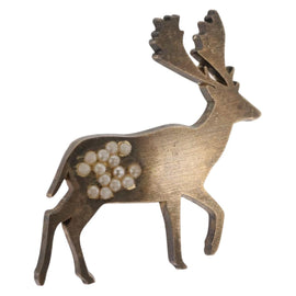 CHANEL Reindeer Brooch metal Gold CC Auth bs34415