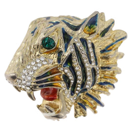 GUCCI Tiger Brooch metal Gold Auth bs34416