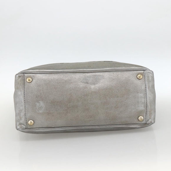 SAINT LAURENT Y Mail Tote Bag Leather Silver 188651 Auth bs34419