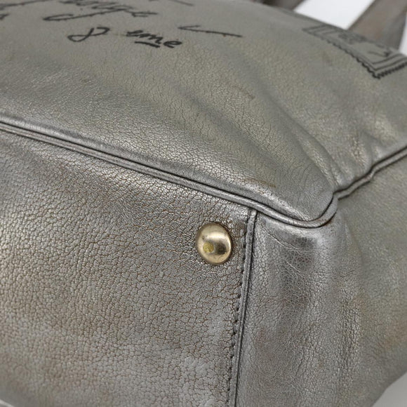 SAINT LAURENT Y Mail Tote Bag Leather Silver 188651 Auth bs34419