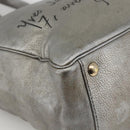 SAINT LAURENT Y Mail Tote Bag Leather Silver 188651 Auth bs34419-14