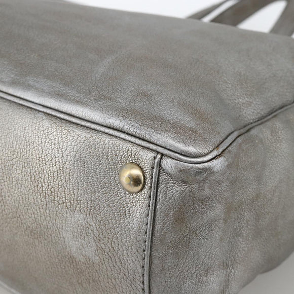 SAINT LAURENT Y Mail Tote Bag Leather Silver 188651 Auth bs34419