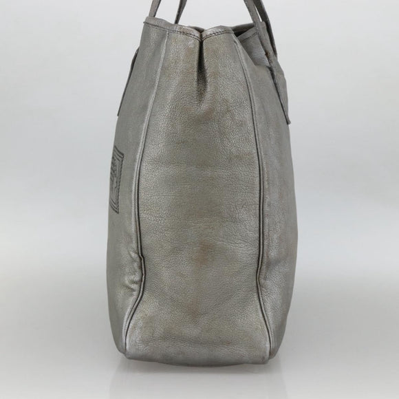 SAINT LAURENT Y Mail Tote Bag Leather Silver 188651 Auth bs34419