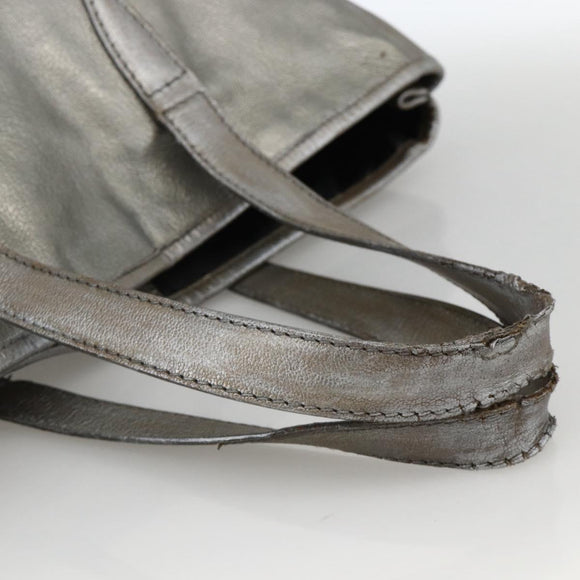 SAINT LAURENT Y Mail Tote Bag Leather Silver 188651 Auth bs34419