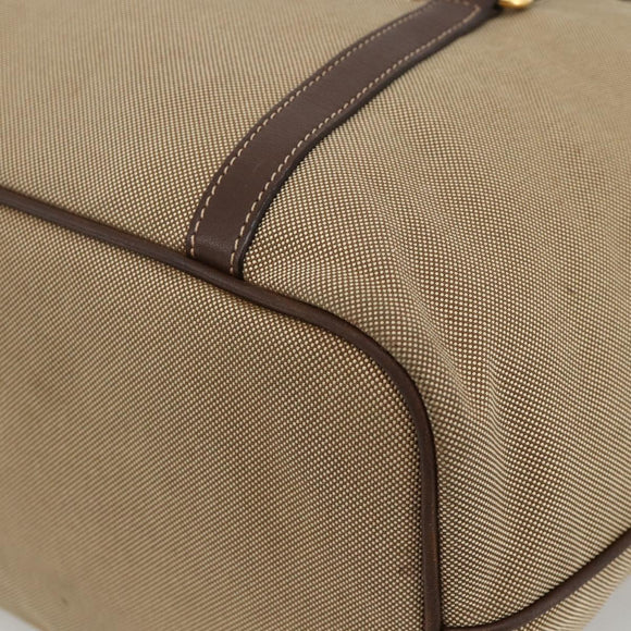 PRADA Tote Bag Canvas Beige Gold Auth bs34420