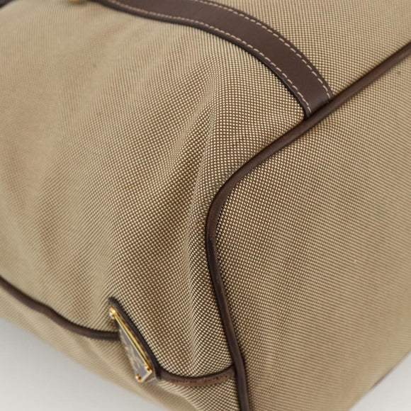 PRADA Tote Bag Canvas Beige Gold Auth bs34420