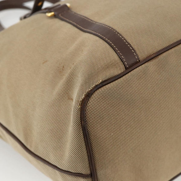 PRADA Tote Bag Canvas Beige Gold Auth bs34420
