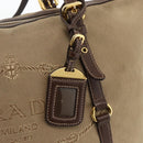 PRADA Tote Bag Canvas Beige Gold Auth bs34420-17