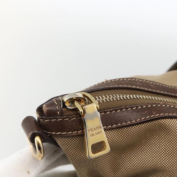 PRADA Tote Bag Canvas Beige Gold Auth bs34420