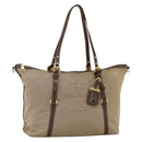 PRADA Tote Bag Canvas Beige Gold Auth bs34420-1