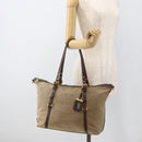 PRADA Tote Bag Canvas Beige Gold Auth bs34420-23