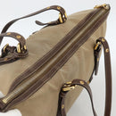 PRADA Tote Bag Canvas Beige Gold Auth bs34420-6