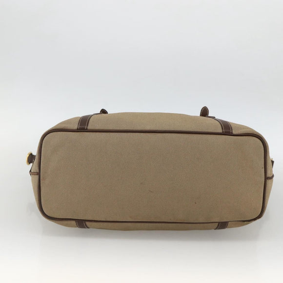 PRADA Tote Bag Canvas Beige Gold Auth bs34420