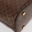 CELINE Macadam Canvas Hand Bag Vinyl Brown Gold Auth bs34426-9