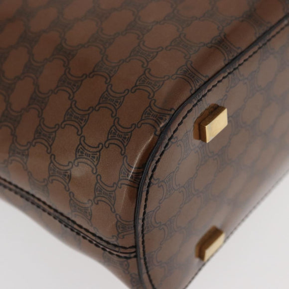 CELINE Macadam Canvas Hand Bag Vinyl Brown Gold Auth bs34426