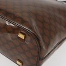 CELINE Macadam Canvas Hand Bag Vinyl Brown Gold Auth bs34426-14