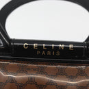 CELINE Macadam Canvas Hand Bag Vinyl Brown Gold Auth bs34426-10