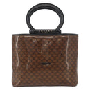 CELINE Macadam Canvas Hand Bag Vinyl Brown Gold Auth bs34426-13