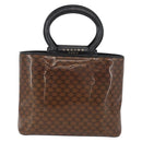 CELINE Macadam Canvas Hand Bag Vinyl Brown Gold Auth bs34426-2